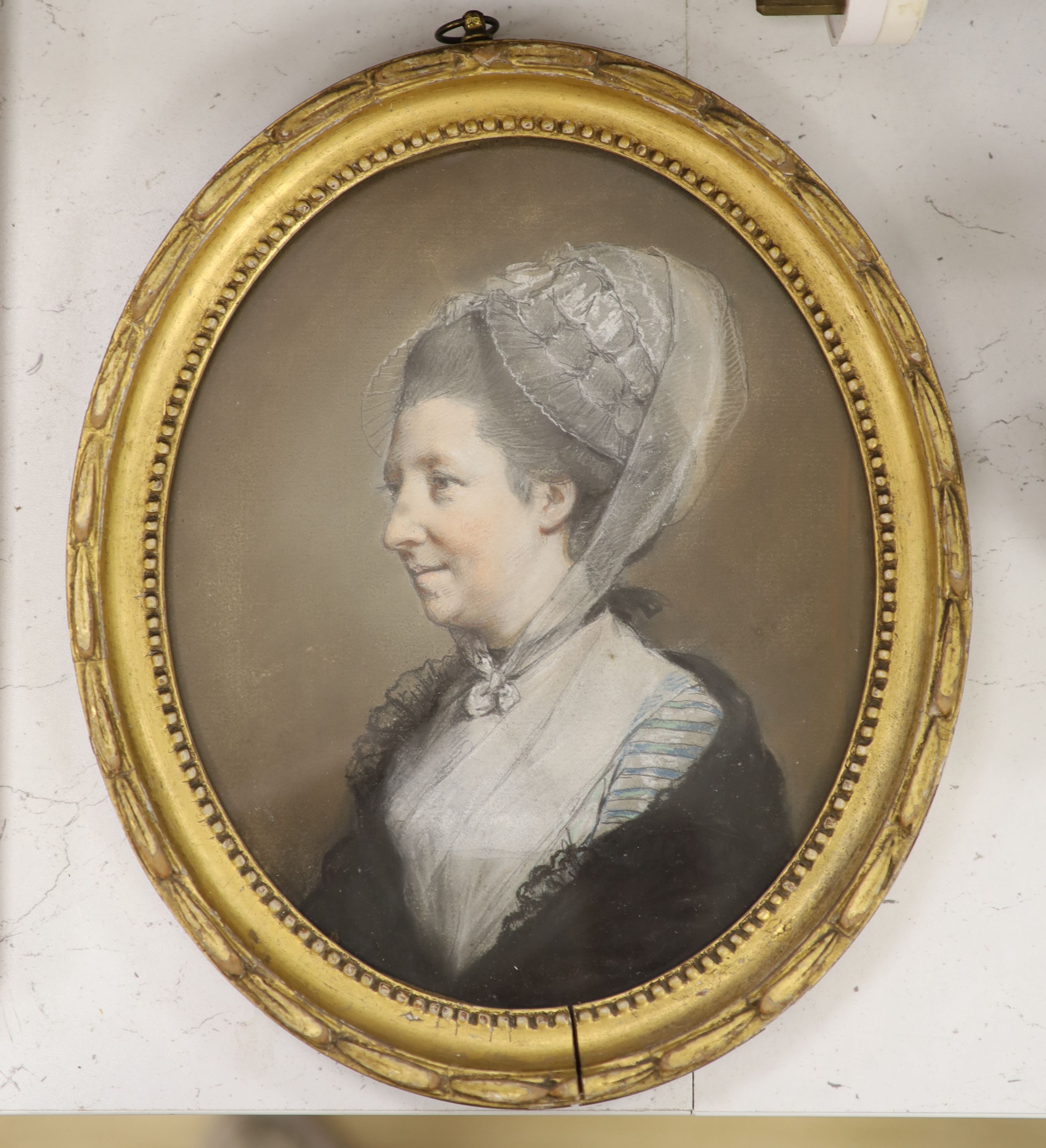 19th century English School, pastel on paper, Portrait of a lady, 23 x 19cm